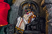 The great Chola temples of Tamil Nadu - The Brihadishwara Temple of Thanjavur. Brihadnayaki Temple (Amman temple) sculptures inside the mandapa. 